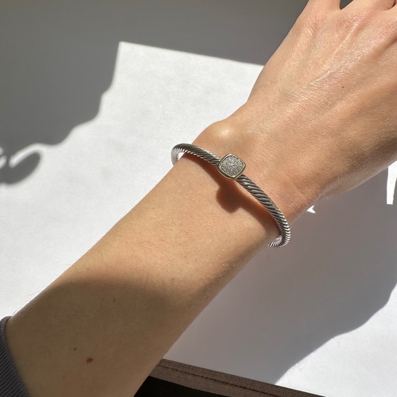 AUTHENTIC DAVID YURMAN Pavé Diamond Square Cable Cuff - Picture 14 of 16